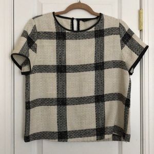Zara Plaid Tweed Blouse